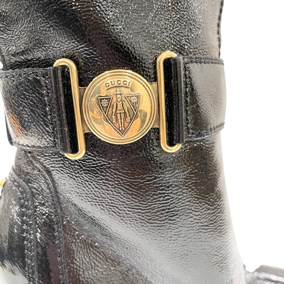 Gucci Hysteria Black Patent Leather Ankle Boots - Picture 3 of 10